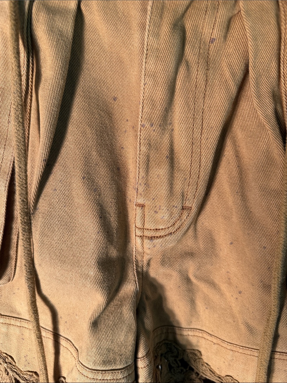 We The Free Boho Crochet Hem Utility Shorts Tan Drawstring Festival 26 - Picture 10 of 16
